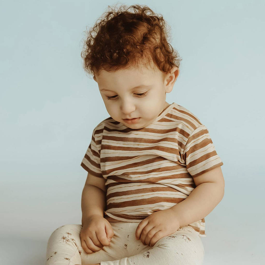 Your Wishes baby gestreept T-shirt Pete bruin/offwhite