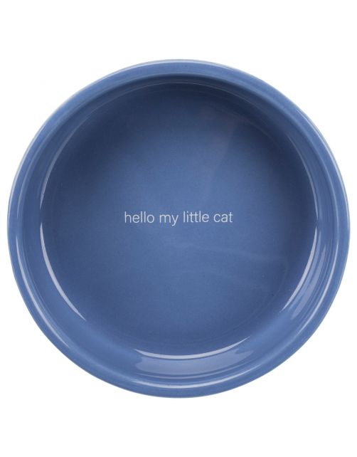 Trixie Voer\/Waterbak Hello My Little Cat Keramiek - Kattenvoerbak - Ø15 cm 329 g Lichtblauw Wit