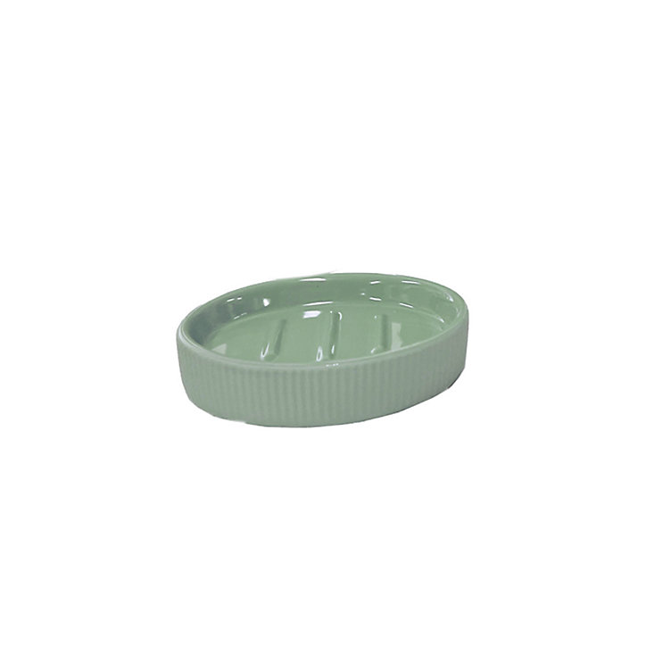 Porte savon en céramique, coloris vert d'eau, Zen