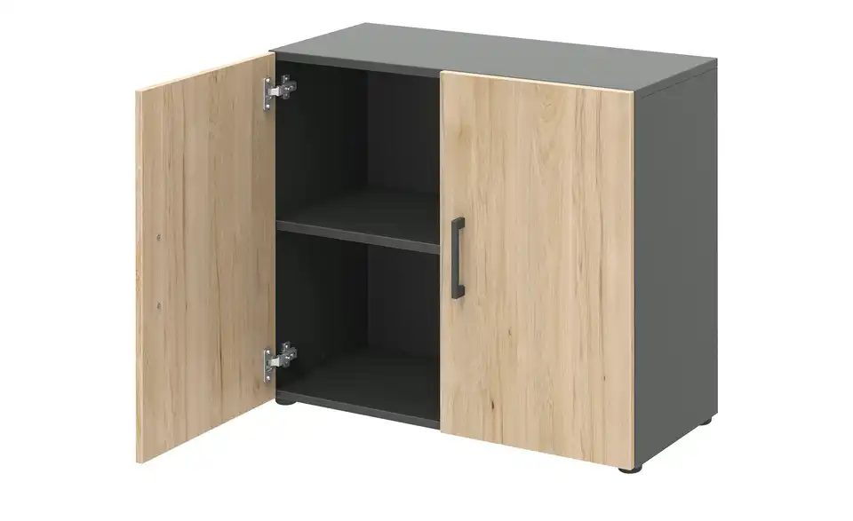 Aktenschrank Kasai 2 Türen 72 cm Anthrazit, Eiche (Nachbildung)