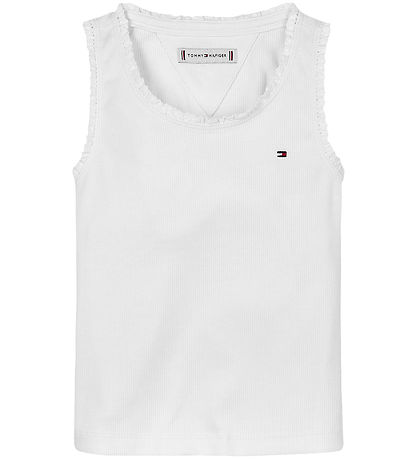 Tommy Hilfiger Tanktop - Essential Rib - Weiß m. Spitze
