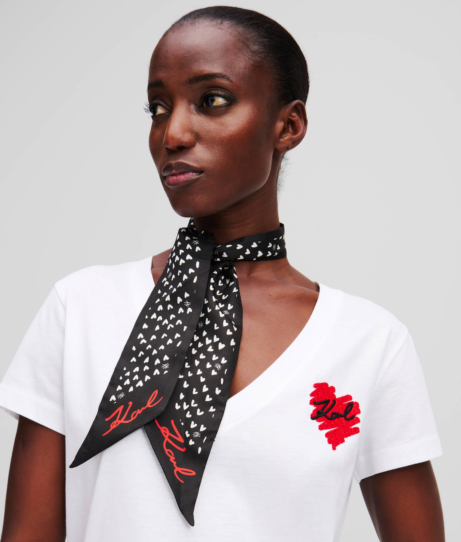 FOULARD MINCE K/HEART - Noir/Blanc