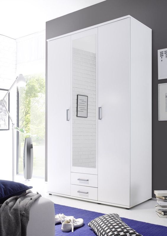 Emob - Daniela - Kledingkast - Wit - Spaanplaat - 3 Deuren 2 Lades