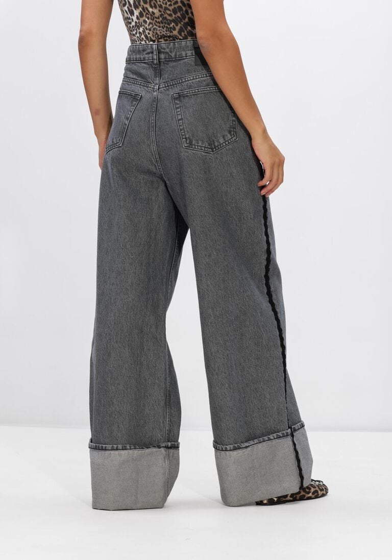 donkerblauwe ganni jeans rigid denim double fly baggy jeans