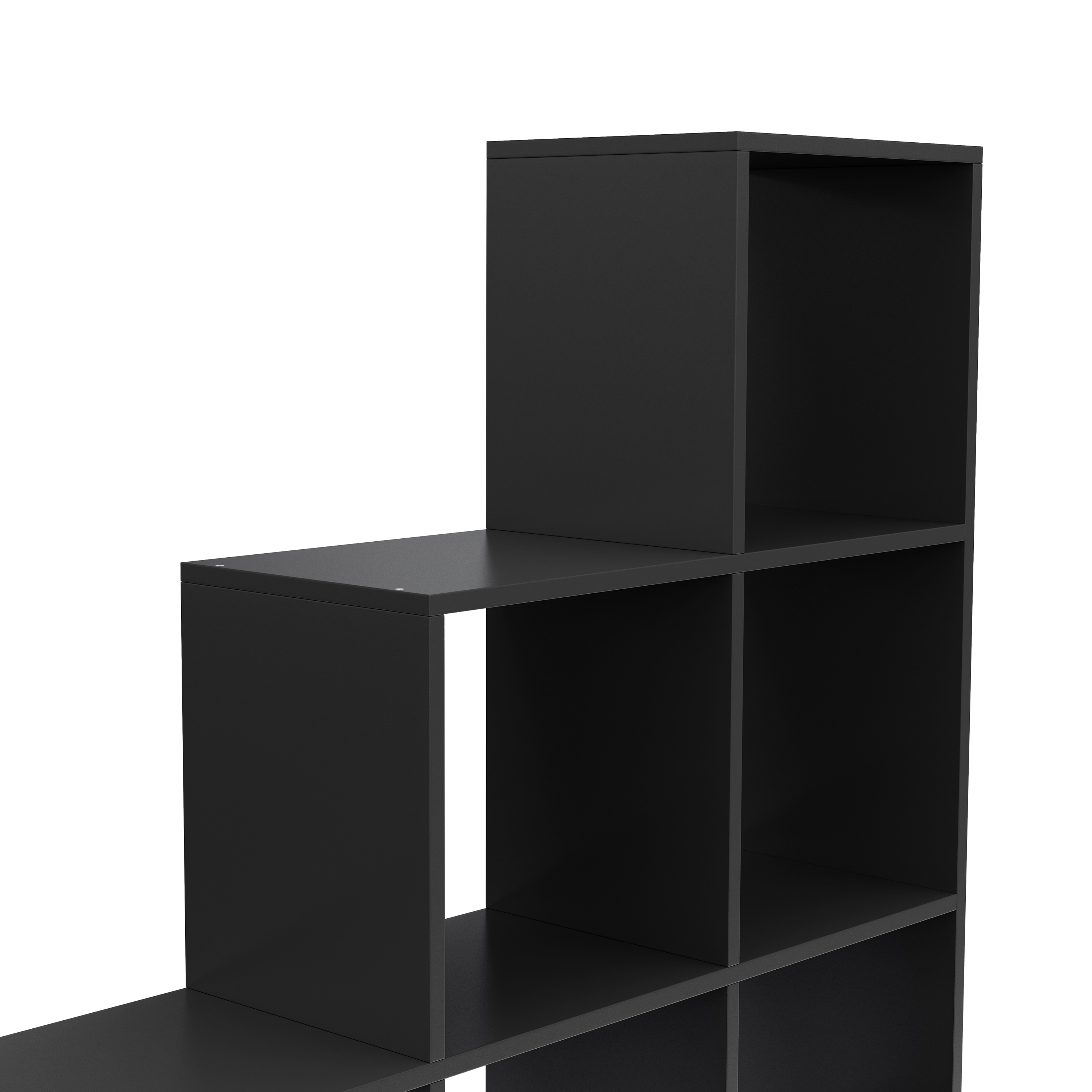Treppenregal Raumteiler NASIR 6 Fächer 107 x 107 cm schwarz
