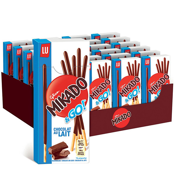 LU Mikado Pocket - Gâteaux au chocolat au lait - Lot de 24 paquets de 39g