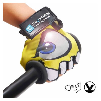 Gants Vélo Enfant | Jaune | Crazy Safety | Yeux Réfléchissants