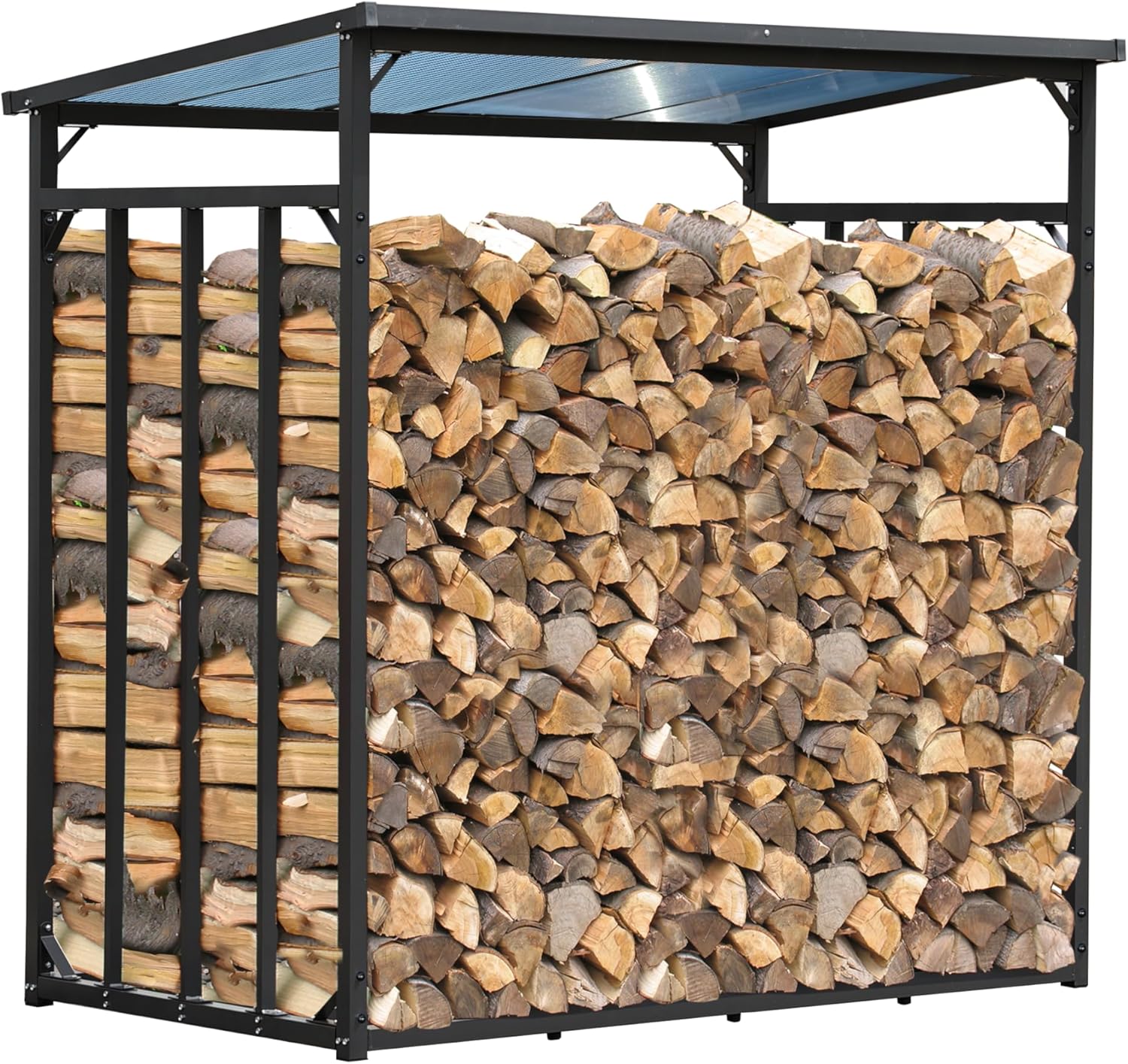 QUICK STAR Metall Kaminholzregal Anthrazit XXL 185 x 100 x 185 cm XXXL Garten Kaminholzunterstand 3,5 m³ Kaminholzlager Stapelhilfe Aussen