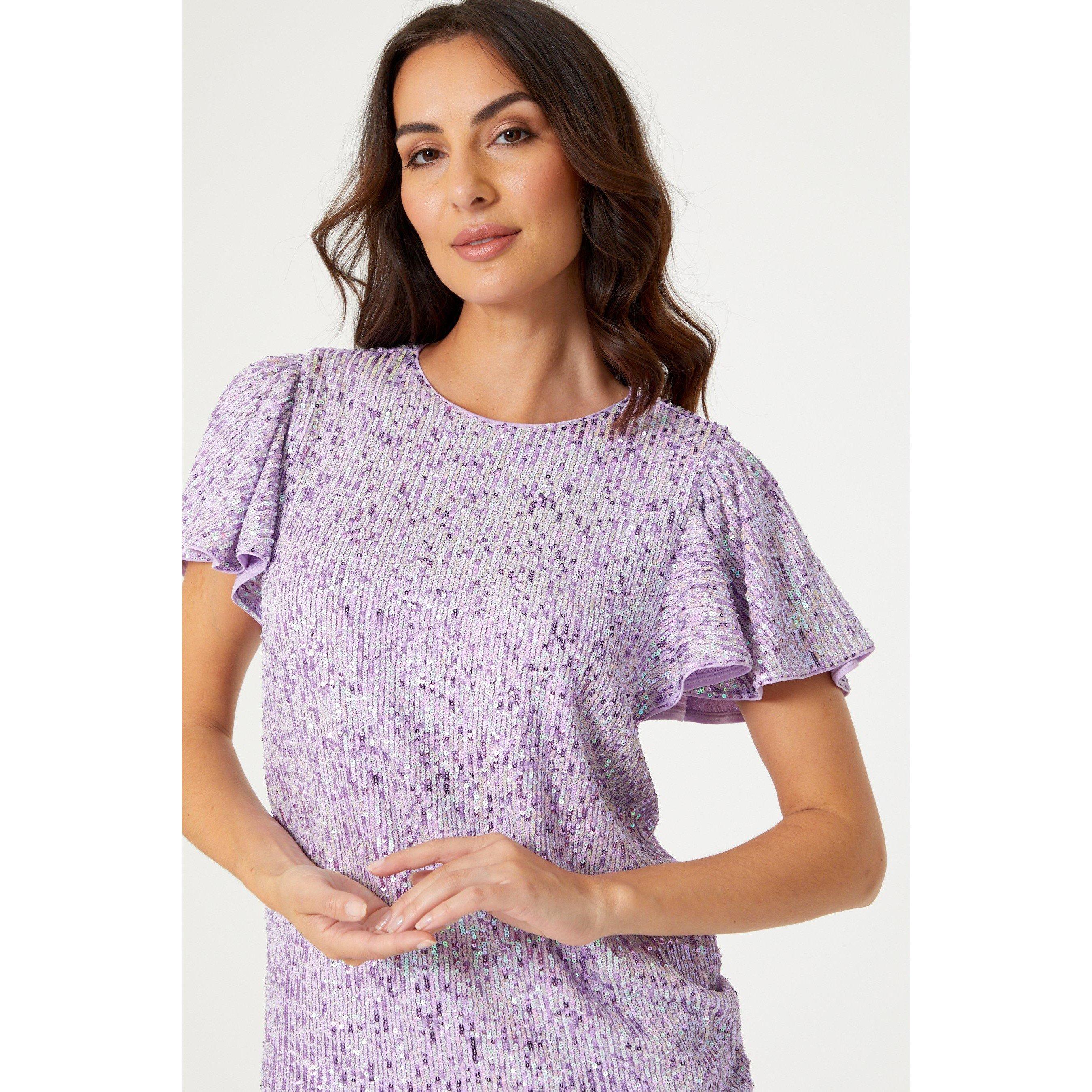 Be You Sequin Sequin Angel Sleeve Top