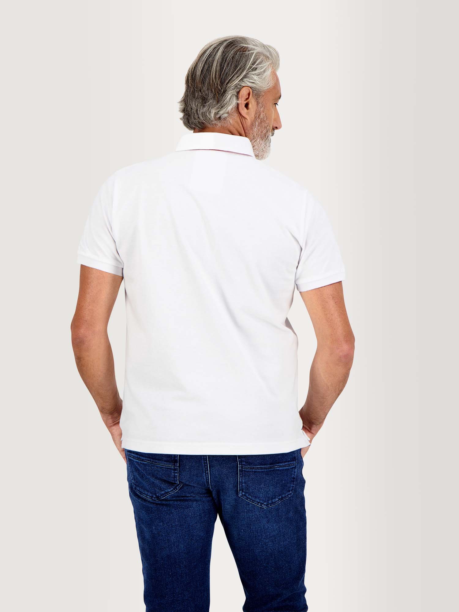 Polo Homme Coton Piqué Manches Courtes Blanc