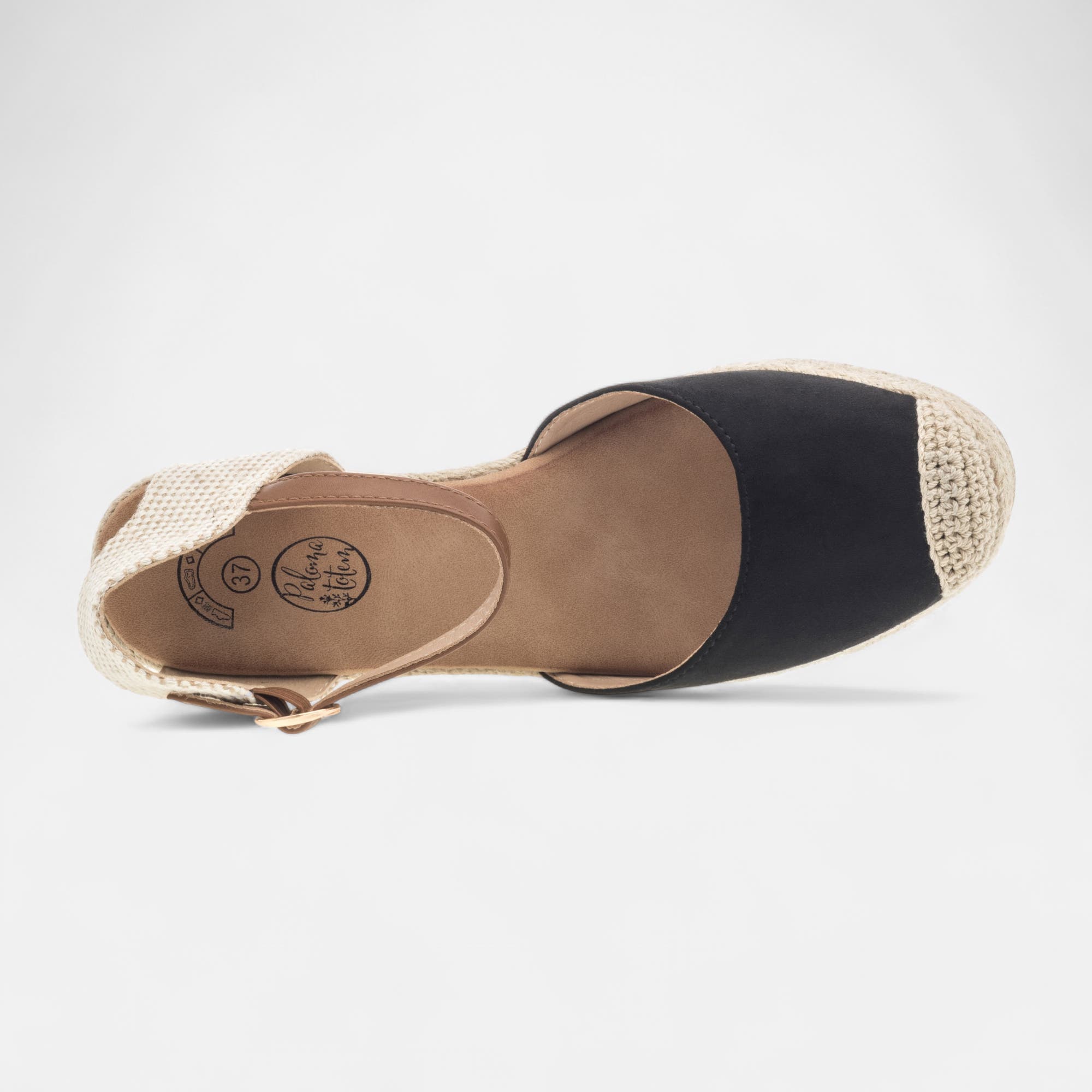 Espadrilles à talon compensé Femme noir
