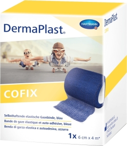 DermaPlast Cofix Gazebinde blau 6 cm x 4 m