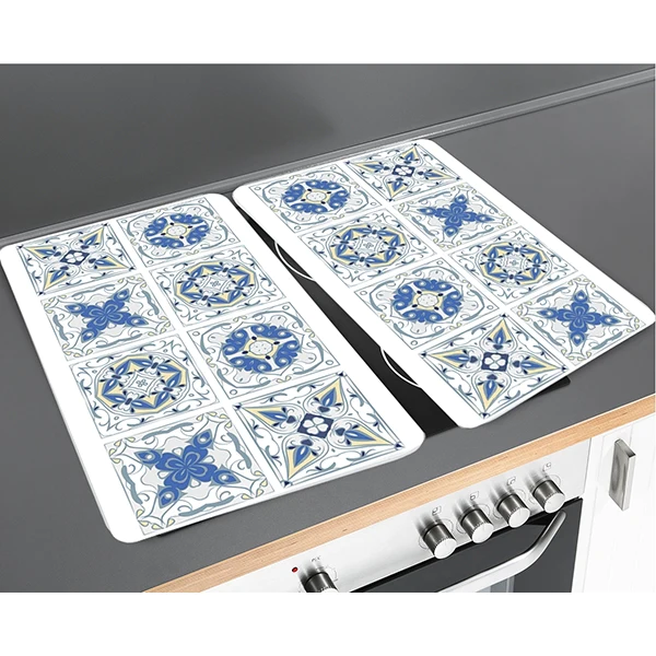 Set 2 couvre-plaques carreaux bleus Wenko by Maximex