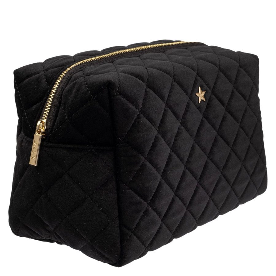 DARK Velvet Square Quilted Make-Up Pouch Small Black
