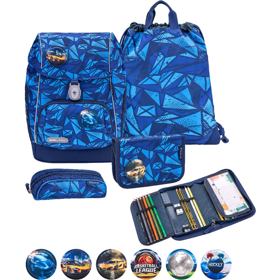 Belmil Schulranzen Premium Comfy Plus Set 5-teilig Glacier Blue