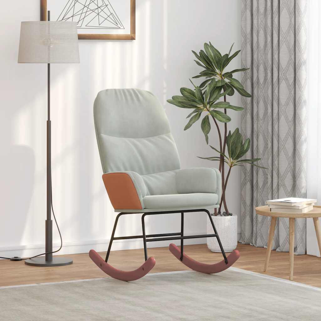 vidaXL Schommelstoel Lichtgrijs Bekleed met Fluweel