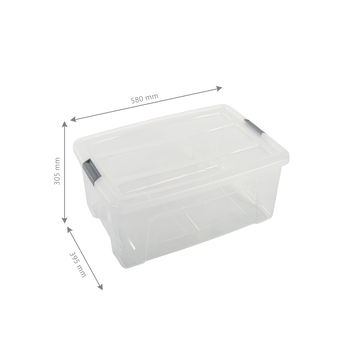 Iris opbergbox Click Topbox 45 liter transparant met grijze clips en deksel