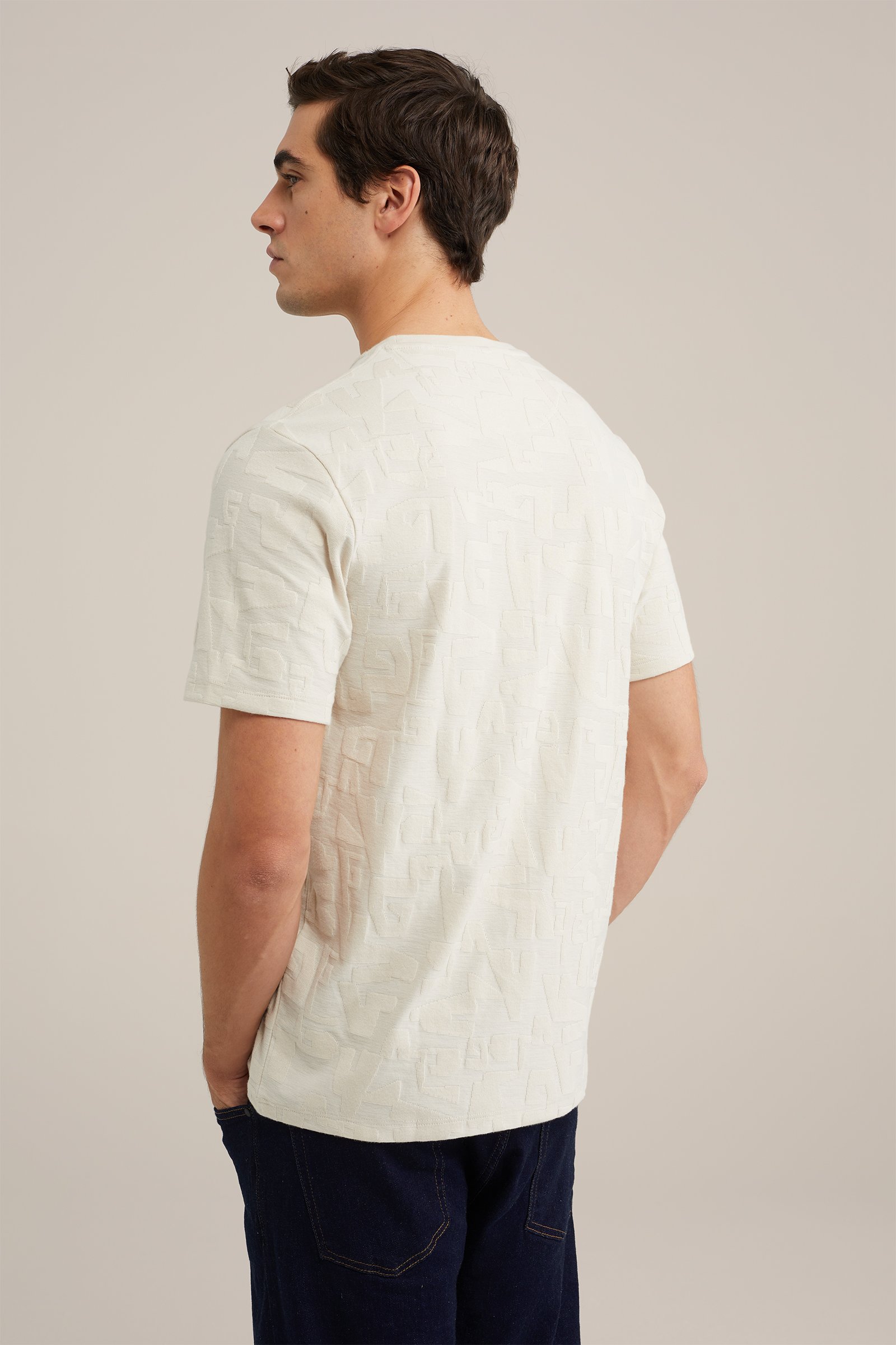 T-shirt met structuur Van Gils Beige