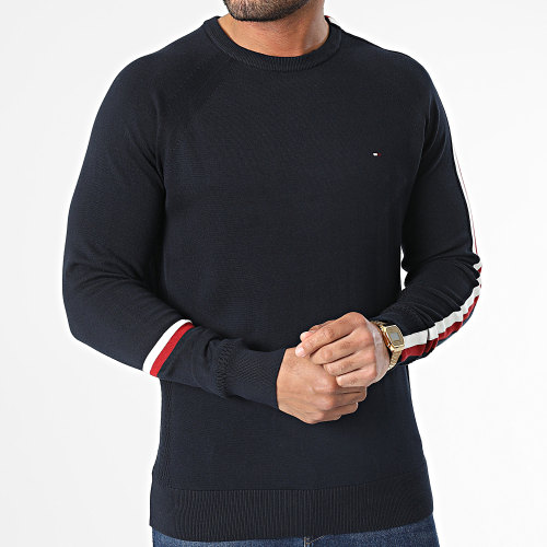 Pull A Bandes Global Stripe Intarsia 9038 Bleu Marine