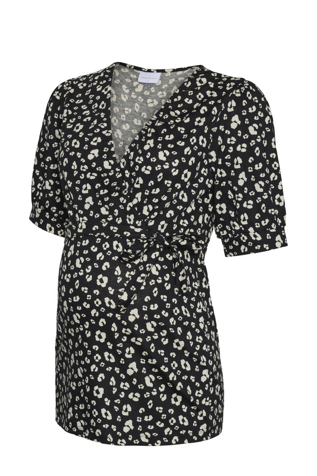 MAMALICIOUS zwangerschapstop MLHAZELA met all over print en overslag detail zwart/wit