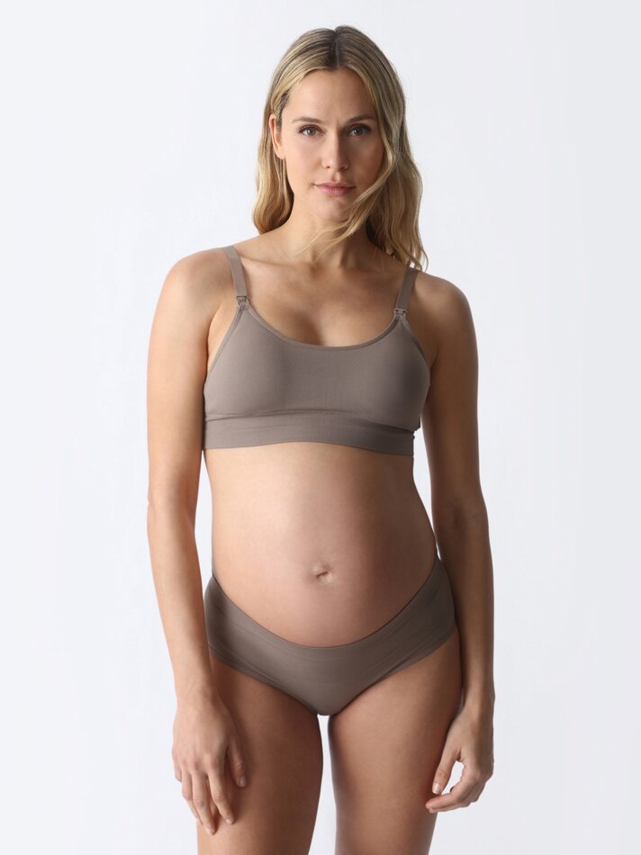 Conjunto com 2 calcinhas de maternidade sem costura. - Rosa Nude