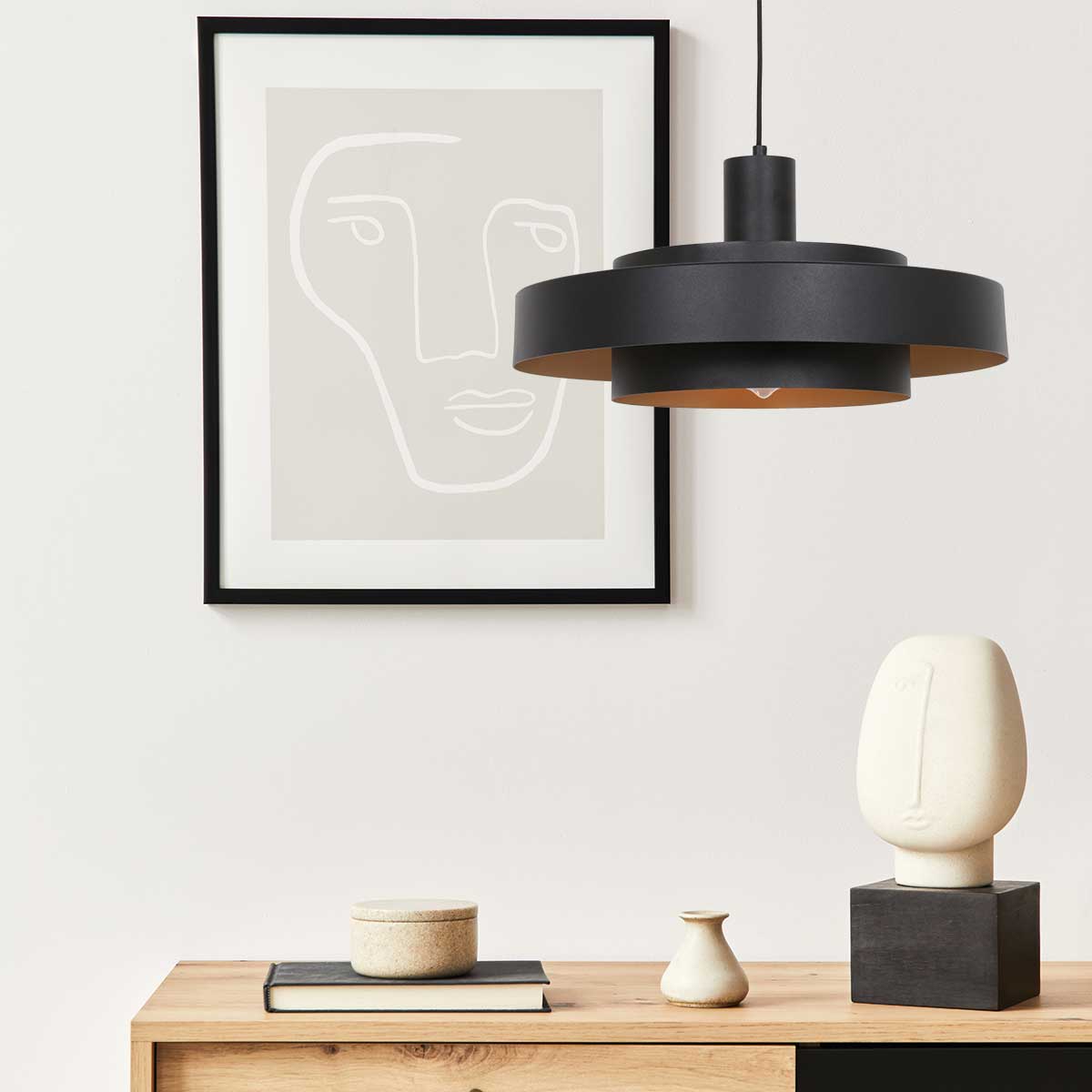 Anne Lighting - hanglamp - Flinter - zwart - metaal - Ã 50cm - E27 -