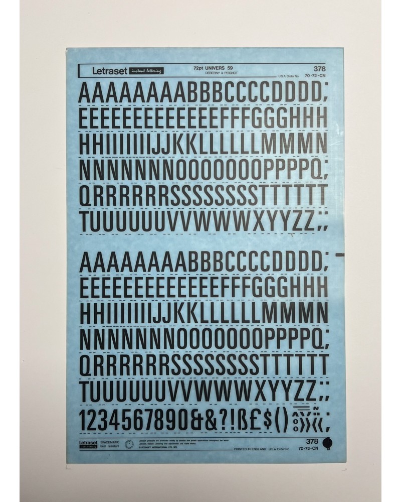 Letraset 378 - UNIVERS 59 -72pt