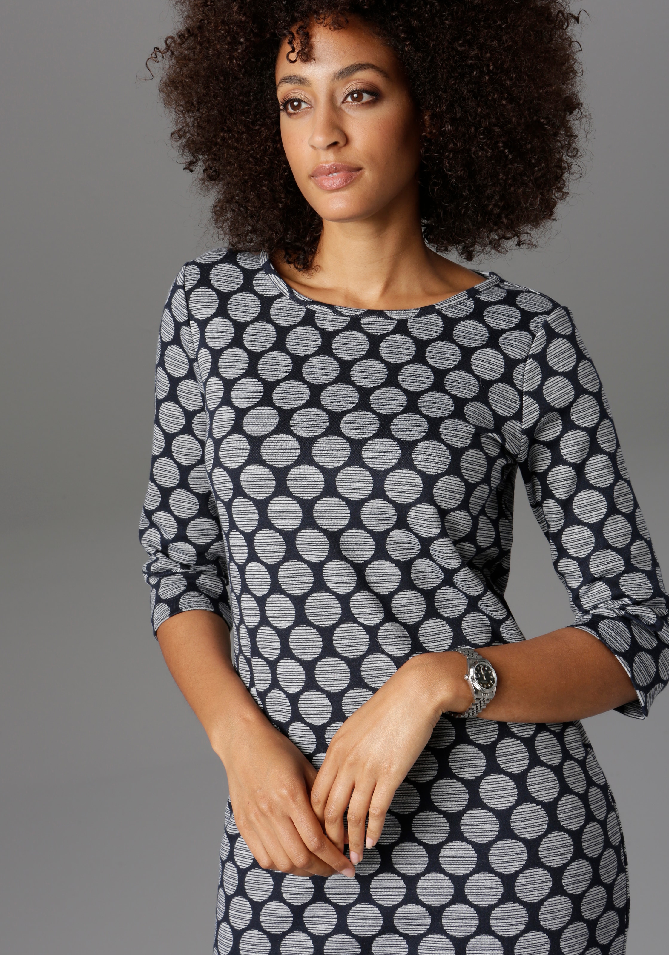 Aniston SELECTED Jerseykleid mit Punkten & Streifen
