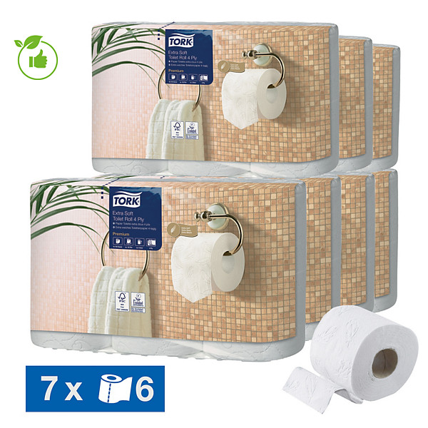 Papier toilette Tork Premium extra doux 4 épaisseurs, lot de 42 rouleaux