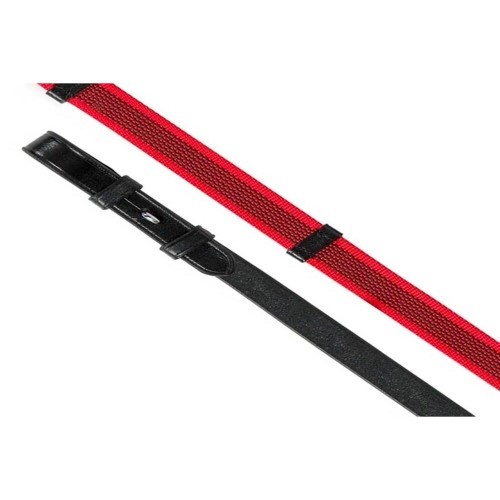 Rédeas Aviemore Continental em borracha e couro preto e vermelho para cavalos.
