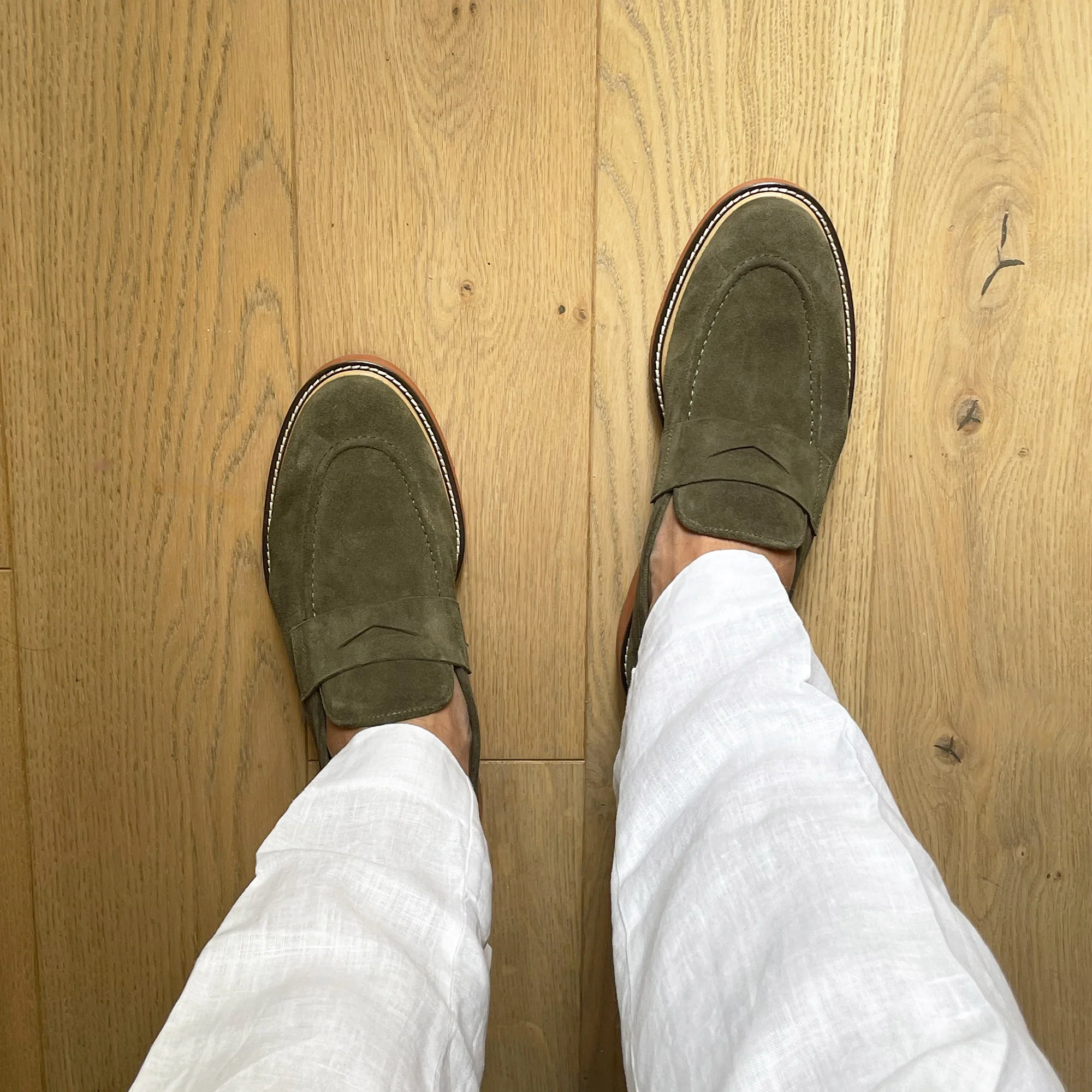 Mocassin d'été velours kaki pour homme Lenno 703