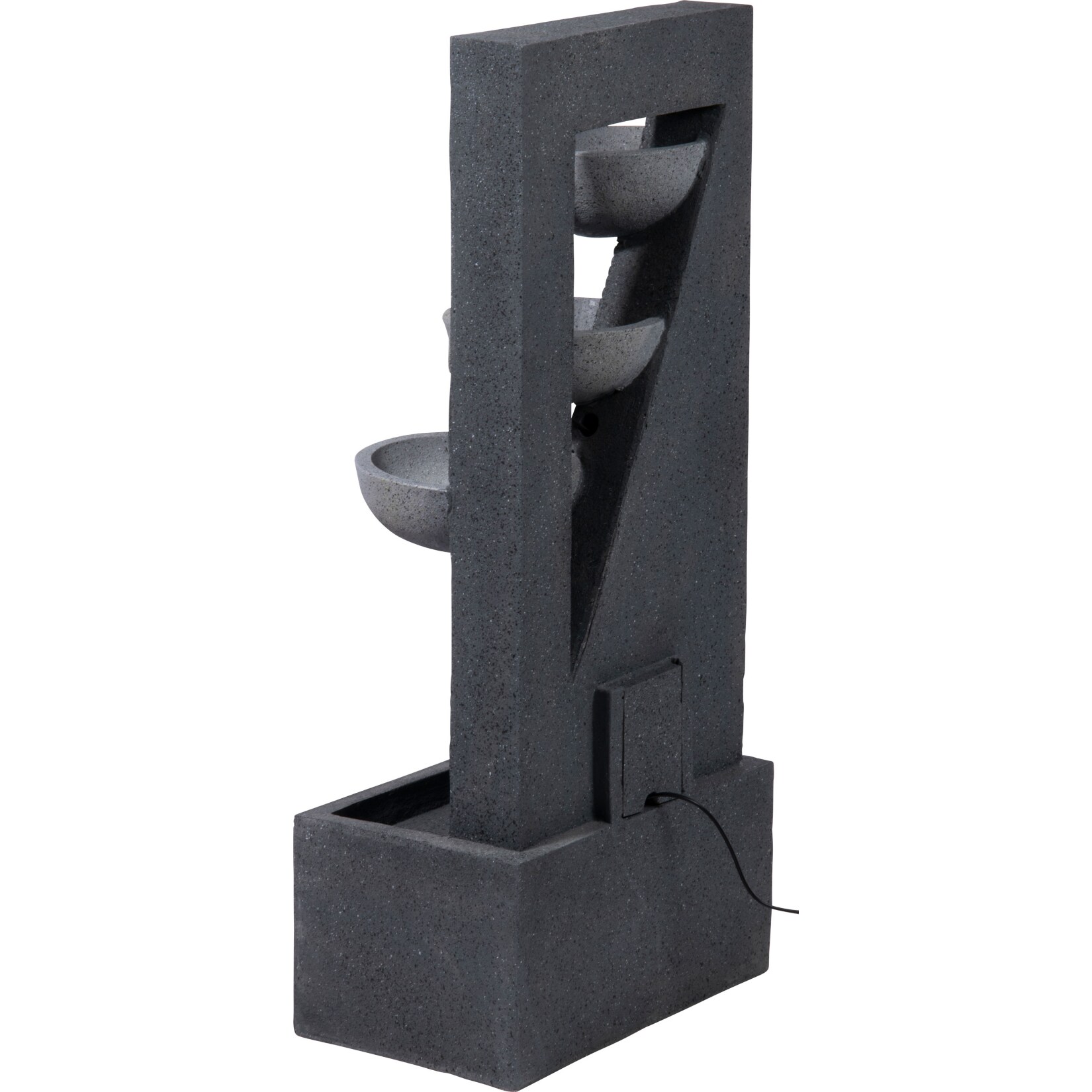Dobar Polyresin-Brunnen mit Pumpe und LED´s, eckig mit 4 Schalen