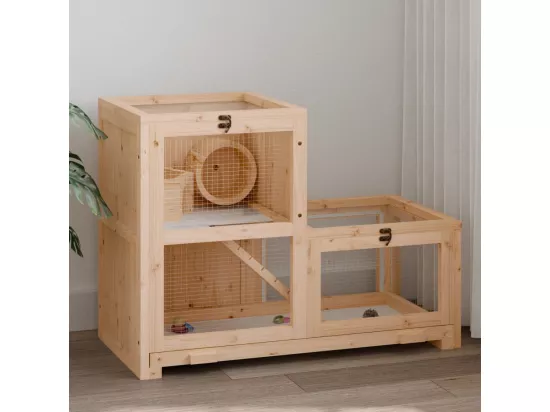 Cage à hamster 81x40x60 cm bois massif de sapin