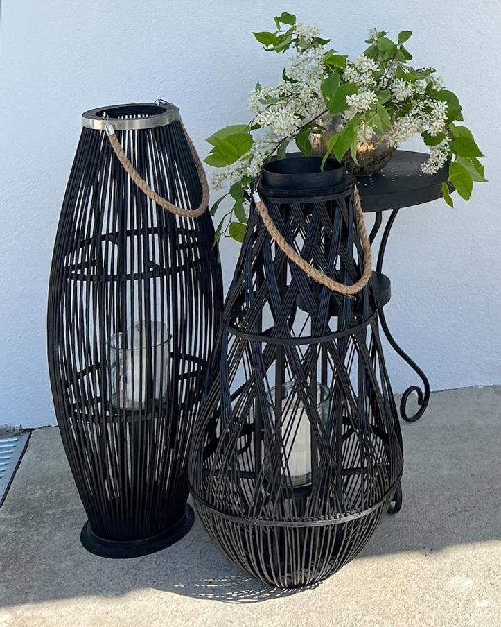 Lantaarn TAHITI Bamboehout 84 cm Zwart