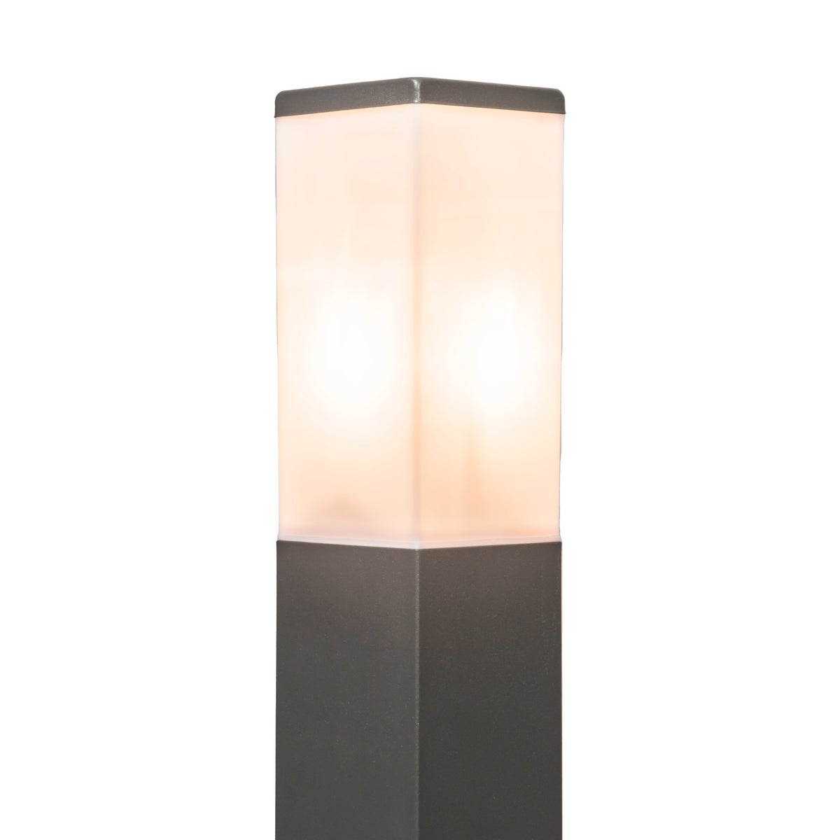Moderne buitenlantaarnpaal, donkergrijs met opaal, 80 cm, IP44 - Malios