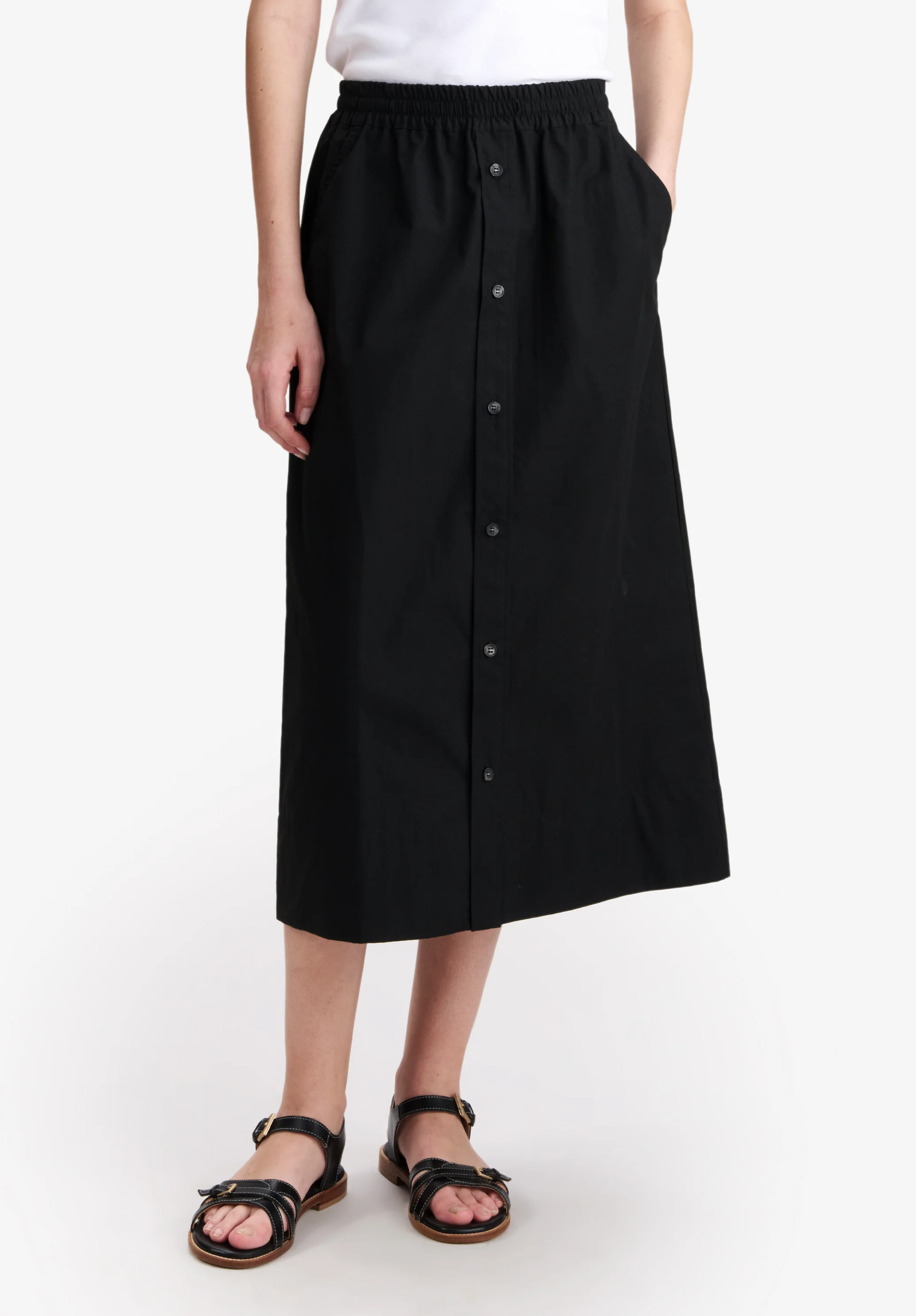Jupe longue en coton bio noir - Noir