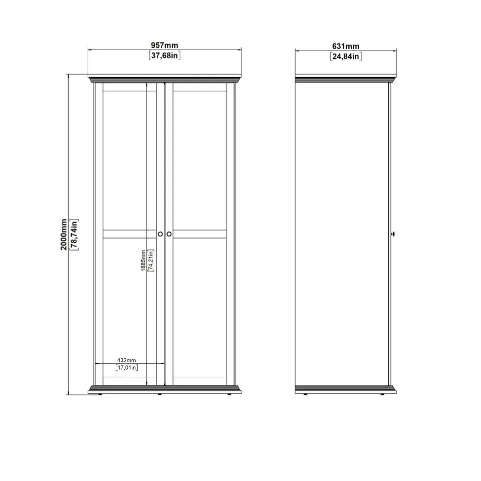 Hioshop North kledingkast 2 deuren wit