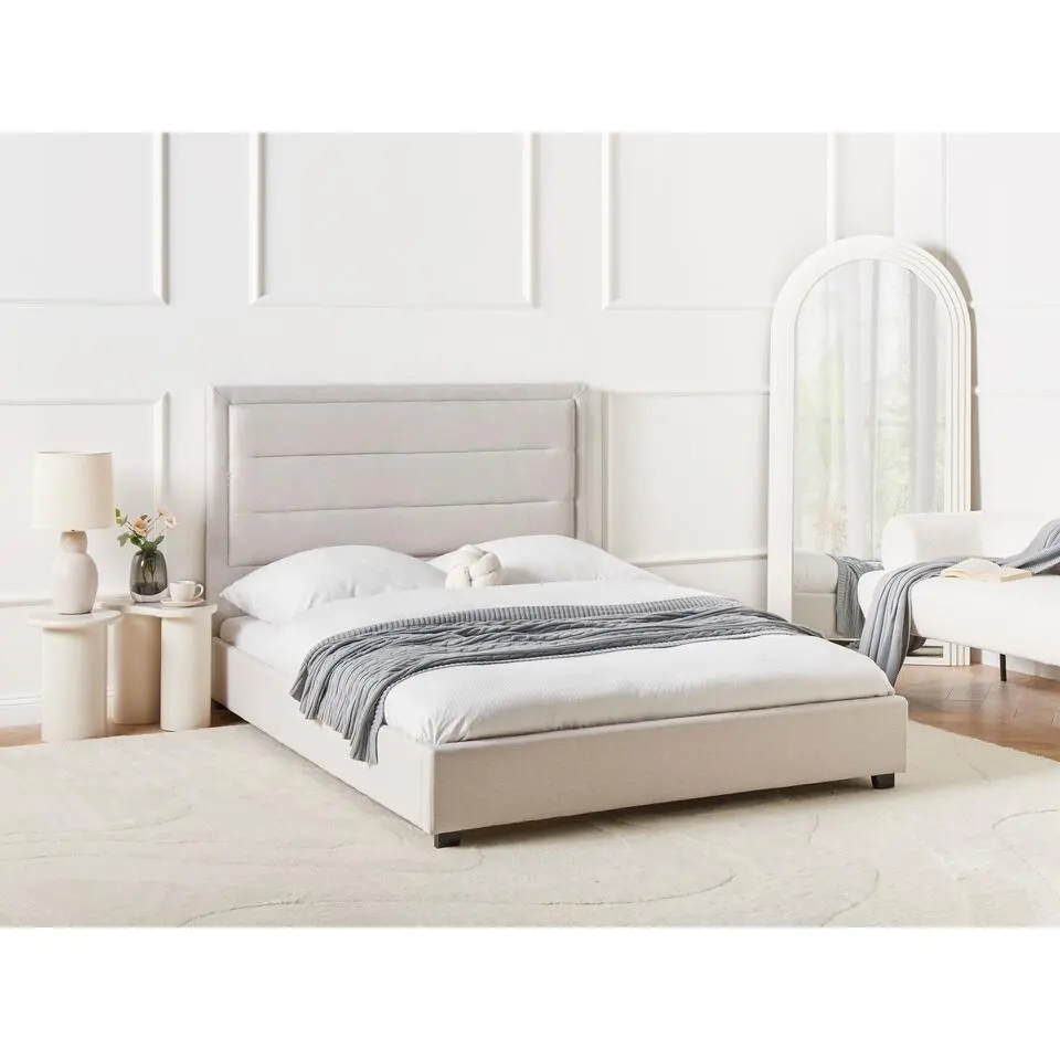 ROUEN - Bed - Lichtbeige - 140 x 200 cm - Polyester