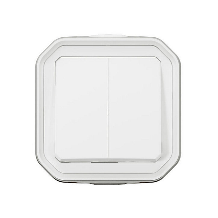 Double interrupteur Legrand Plexo blanc en saillie