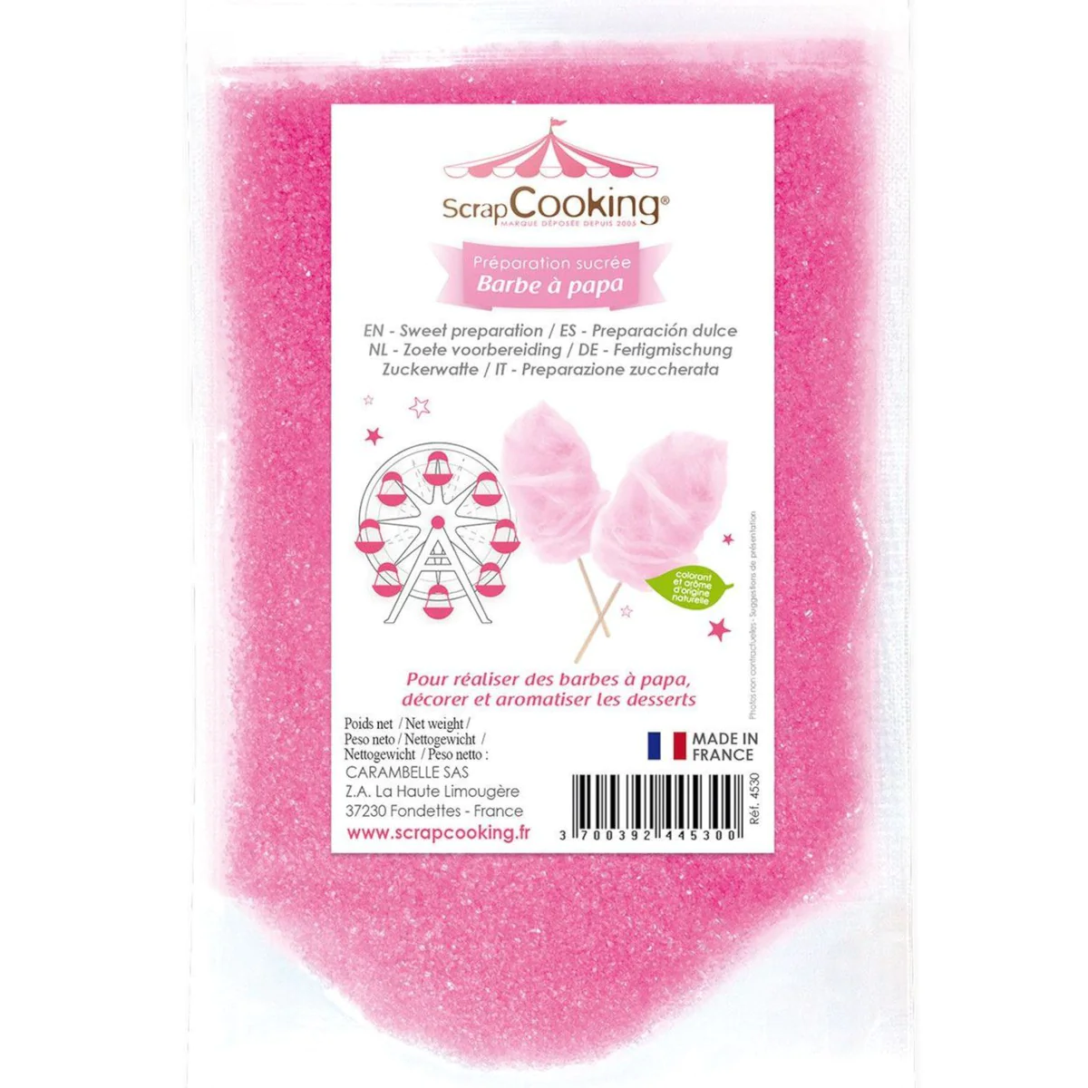 Préparation barbe à papa rose 480 g Scrapcooking