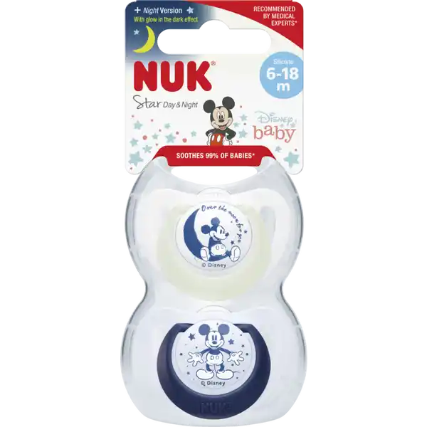 Disney Mickey Mouse Star Day & Night Silikon-Schnuller 6-18 Monate