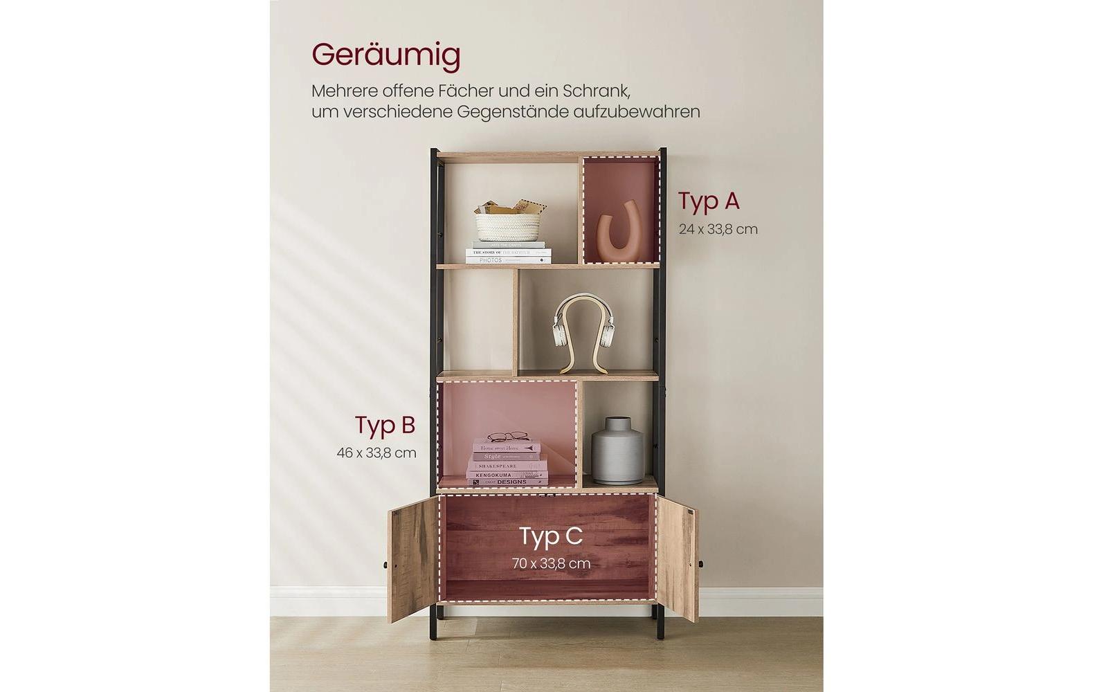 Regal 74 x 154.5 cm, Braun/SchwarzBücherregal