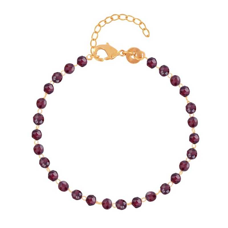 Bracelet Plaqué Or Perles Facettées de Grenat