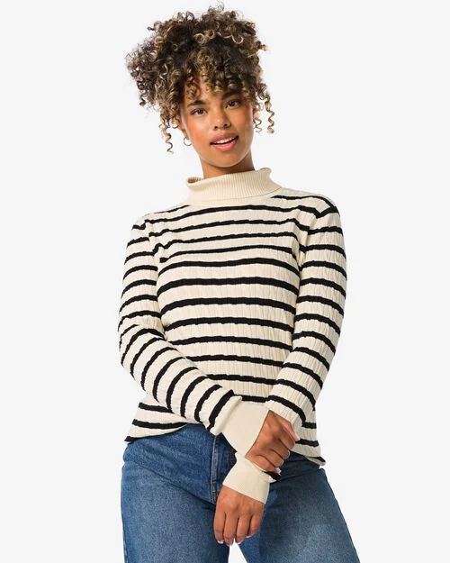 pull col roulé femme Louisa blanc/noir