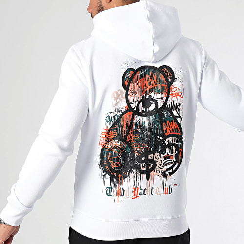 Sweat Capuche Art Series Dripping Orange Blanc