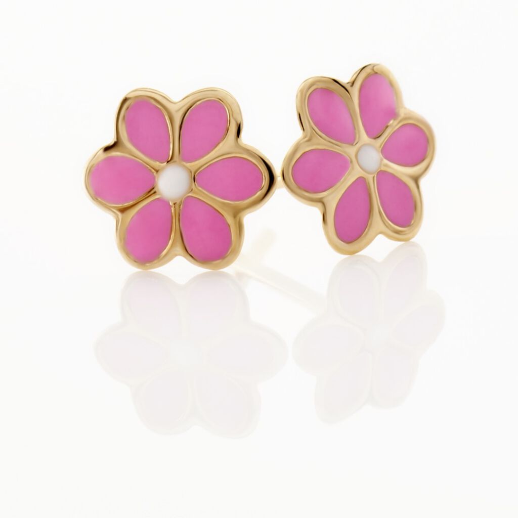Boucles D'oreilles Puces Or Jaune Talia Email