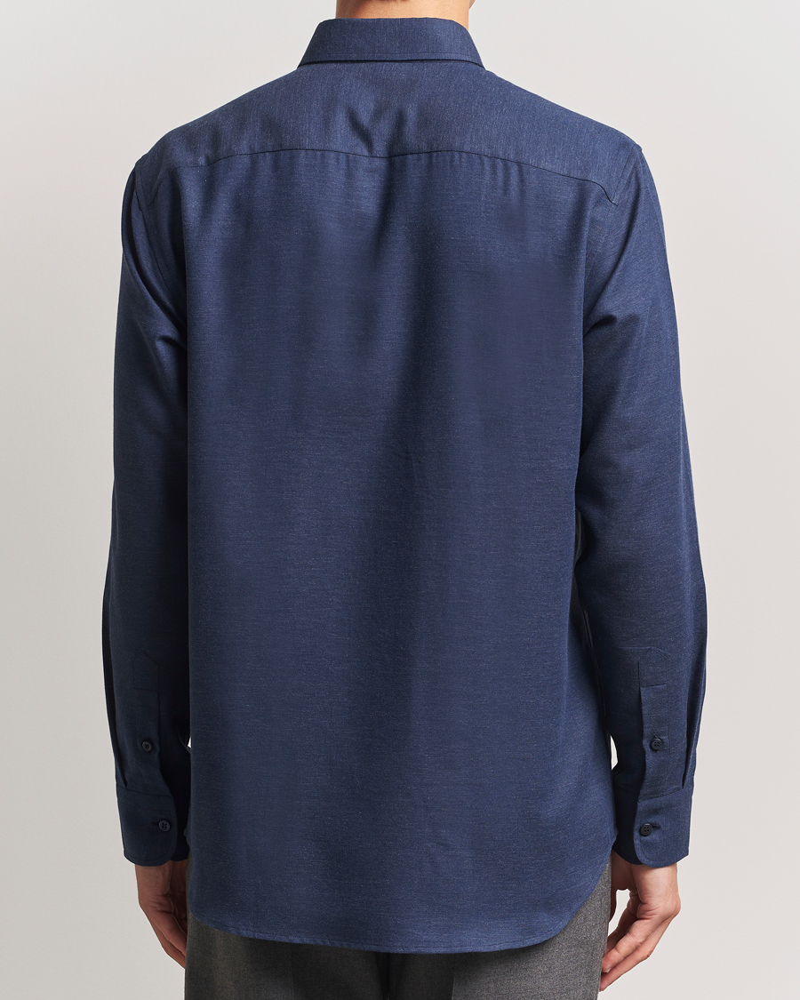 Brioni Cotton/Cashmere Flannel Shirt Navy
