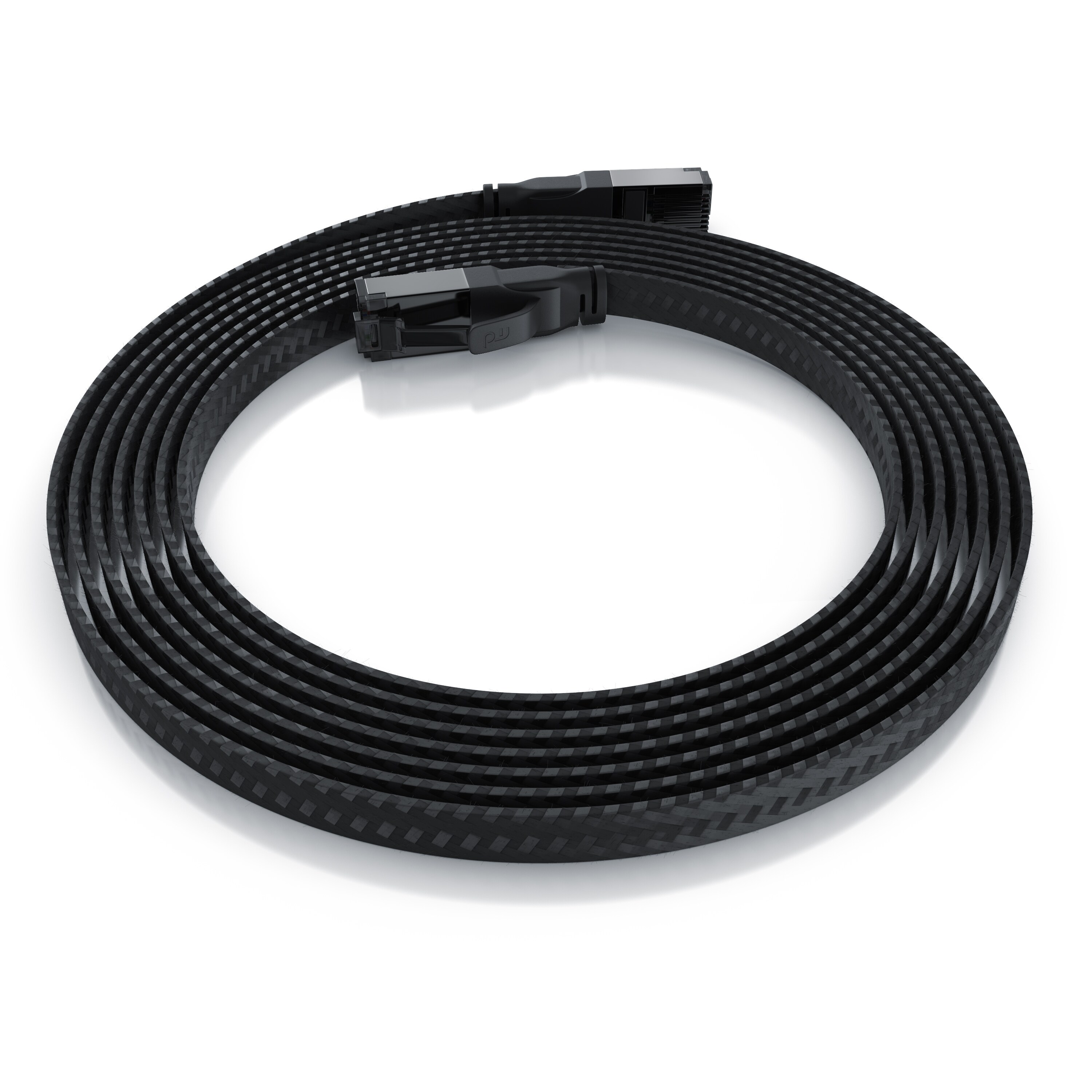 Primewire CAT 8.1 Netzwerkkabel Flach 40 Gbits, Baumwollmantel, LAN Kabel Patchkabel, Gigabit RJ45 Ethernet Cable, Flachbandkabel, Verlegekabel - 5m