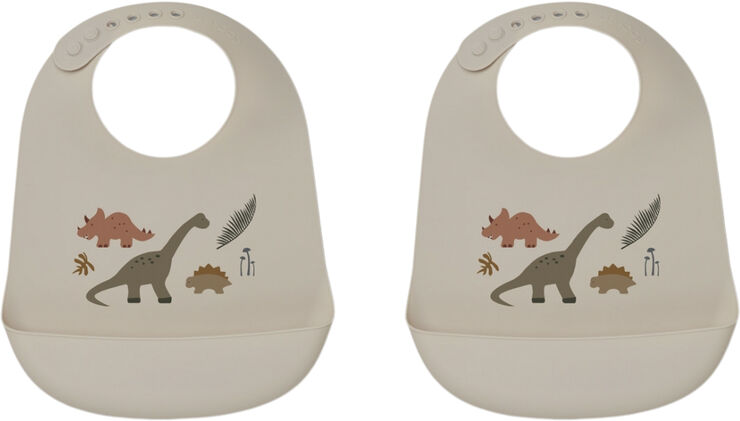 Liewood Tilda Silicone Bib 2-Pack Dino dark sandy mix