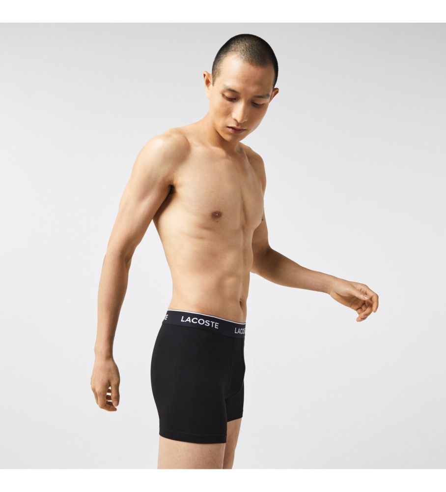 Cuecas Boxer Lacoste Pack com 3 unidades, modelo Insignia, pretas